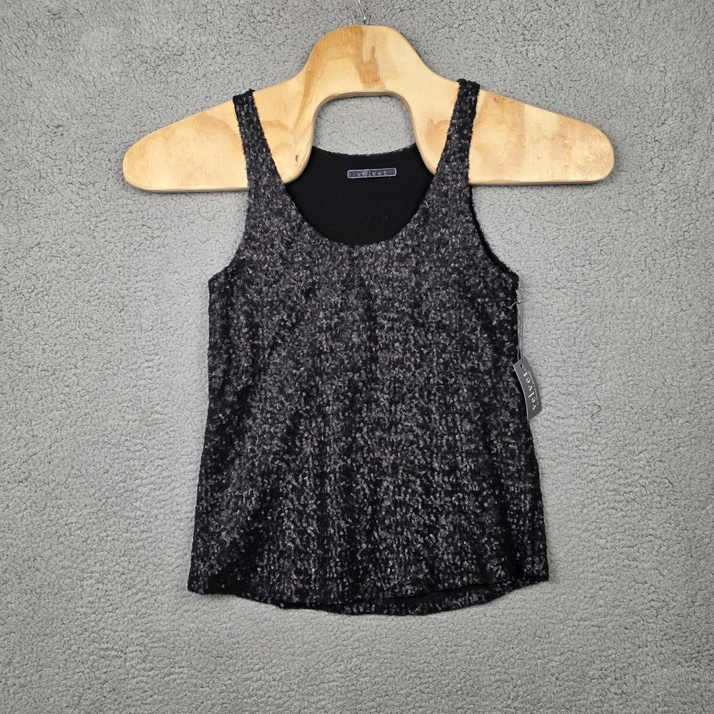 Velvet By Graham & Spencer Camisole Tank Top Womens Small‎ Black Sequin Party